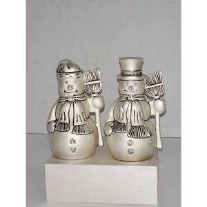 Vintage Godinger silver- plated Snowmen Salt and Pepper Shakers Christmas winter